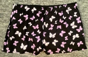 Victoria's Secret Pink Butterfly Sleep Boxy Pajama Shorts Black Purple L XL NWT - Picture 1 of 6