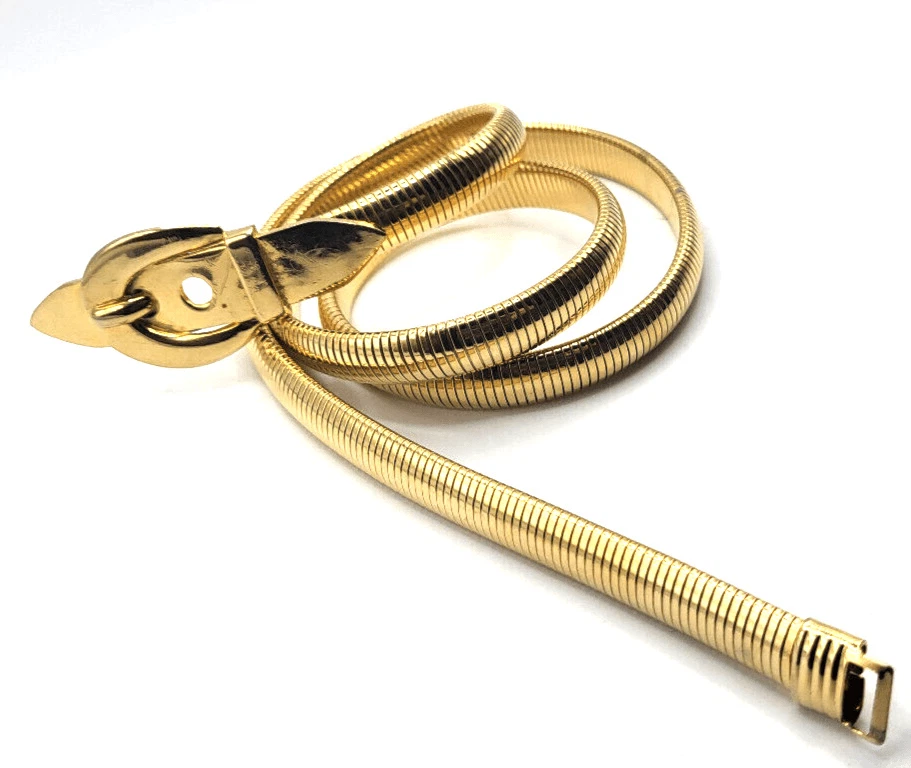 "Cinturón Omega vintage años 70 Accessocraft tono dorado cadena cierre de hebilla 36"" elástico" Foto 1 de 3