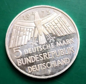 1975 F Alemania plata cinco marcos denkmschutzyear #1201 - Imagen 1 de 2