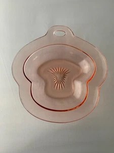 Heisey Scallop Flamingo Pink flared handled Pink 7" Bowl 1920s Vintage Marked - Picture 1 of 11