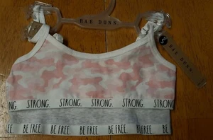NWT RAE DUNN set of 2 Cotton Gray / Pink Tie Dye SPORT BRAS Size Small 6-6X  - Picture 1 of 2