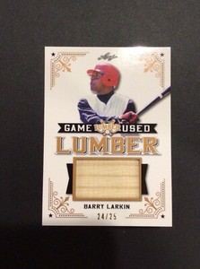 2021 LEAF LUMBER KINGS BARRY LARKIN GAME USED LUMBER BAT RELIC 24/25 REDS