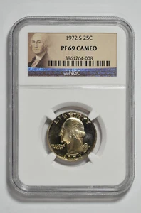 1972 S 25c Proof Washington Quarter NGC PF 69 Cameo - Picture 1 of 2