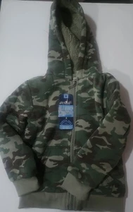 Big Ball Sports Boys Sherpa Hoodie Green Camoflage Sz 4 NWT Full Zip - Picture 1 of 4