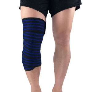 Men Striped Stretch Bandage Sports Fitness Elastic Support Gym Running Knee Pad - Picture 1 of 14