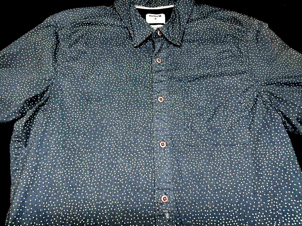 Hurley Mens Lounge Short Sleeve Green Cotton Poly Spandex Shirt Medium M - Image 1 of 4