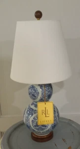 Ralph Lauren Blue & White Gourd 20" Chinoiseri Table Lamp and Shade New - Picture 1 of 6