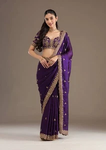 NUEVA BLUSA SARI NUEVO SARI INDIO BODA DISEÑADOR BOLLYWOOD PAQUISTANÍ FIESTA ROPA - Imagen 1 de 6