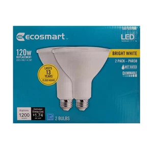EcoSmart 120W Equivalent Bright White LED PAR38 Dimmable Flood Light Bulb - Picture 1 of 8