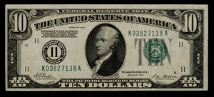 FR 2000-K $10 1928 Federal Reserve Note US - VF - SKU-CA1474 - Picture 1 of 2