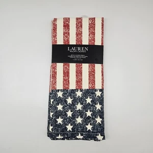 Lauren Ralph Lauren American Flag Red White Blue Kitchen Towels Set of 2 - Picture 1 of 3