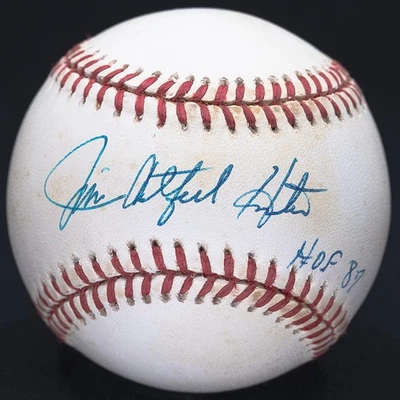 Jim Catfish Hunter HOF 87 Signed Official American League Baseball 1990s JSA COA - Image 1 of 4