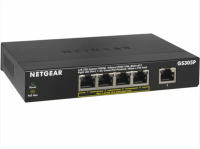 Netgear GS305P-100NAS ~ 5-Port PoE Gigabit Ethernet Unmanaged Switch New Sealed - Image 1 of 4