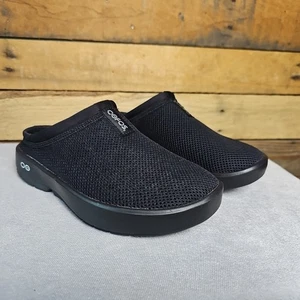 Oofos Women’s Oocoozie Mule Slip On Comfort Recovery Shoe Sz 7 Black EUC - Picture 1 of 8