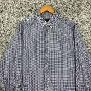 Polo Ralph Lauren camicia uomo 2XLT alta blu a quadri bottoni classico pony XXLT - Foto 1 di 14