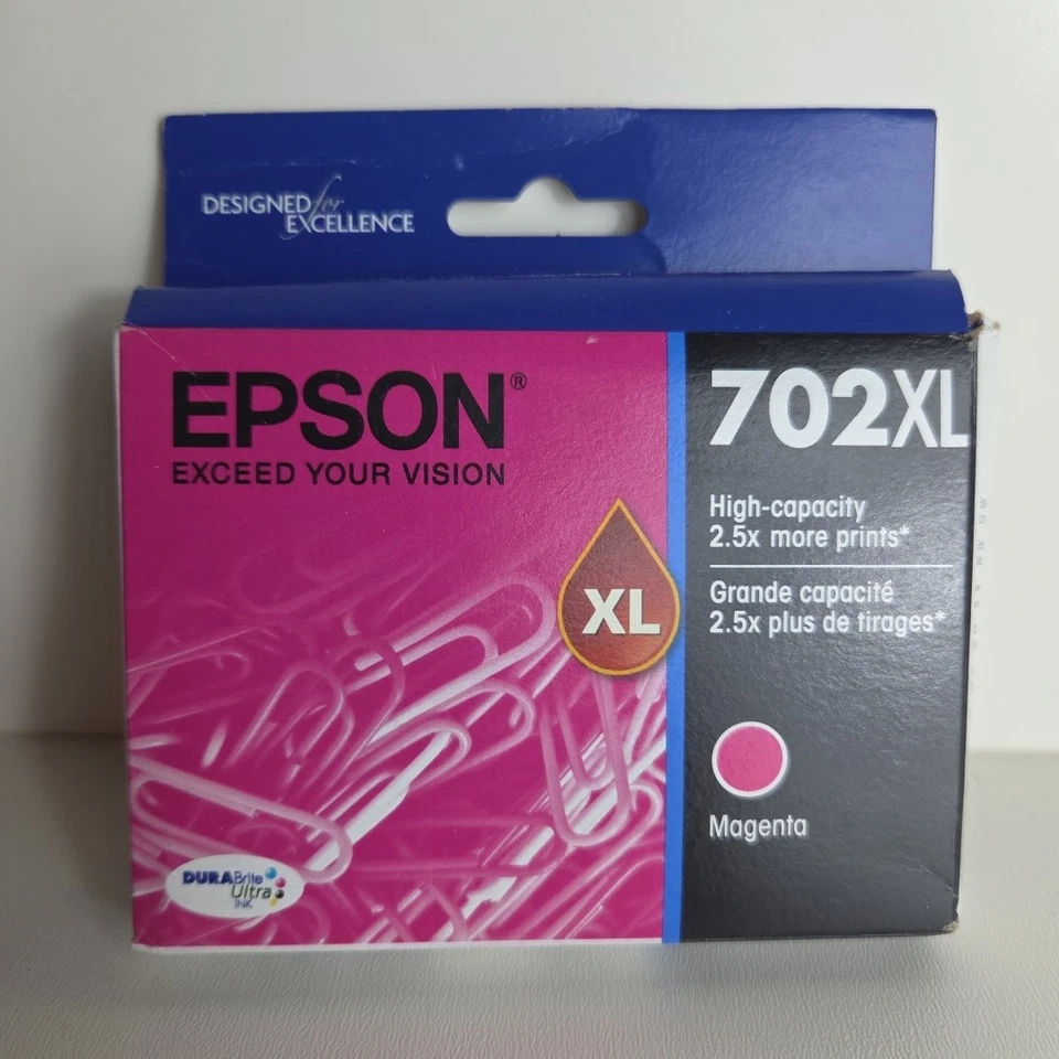 NEW GENUINE - EPSON 702XL MAGENTA INK CARTRIDGE - T702XL320 Sealed Box 2027 - Image 1 of 1