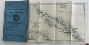 Solomon Islands Pacific explorations Woodford 1890 Royal Geog. mag w/ rare map - Picture 1 of 11