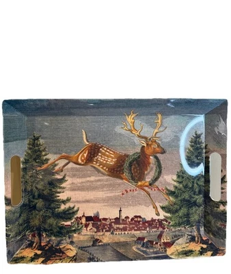 John Derian for Target Reindeer Wintry Town Melamine Handled Serving Tray 2025 - Image 1 of 4
