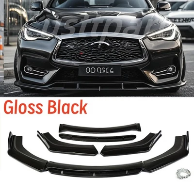 For Infiniti Q60 Q70 Q50 Gloss Black Front Bumper Lip Splitter Spoiler Body 4pcs — 第 1/4 张图片