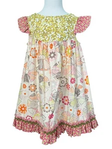 Matilda Jane Girls Platinum Retro Flutter Dress EUC Size 6 # 17/18 - Picture 1 of 4