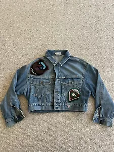 Vintage Cropped Jean Jacket w/ Patches by Georges Marciano for Guess Jeans - Picture 1 of 12