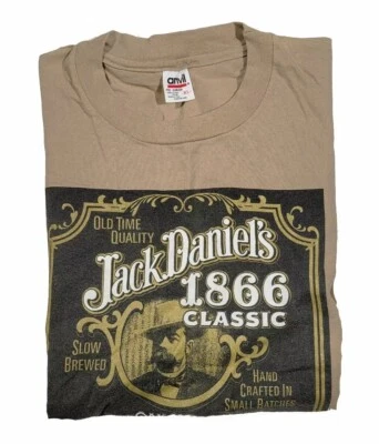 Camisa De Colección Jack Daniels Para Hombres Grande Hecha en EE. UU. Puntada Única Beige Manga Corta Foto 1 de 4