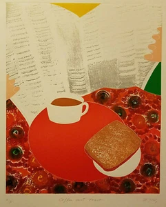 Café y tostadas de Thom De Jong (artista holandés de Nueva York de los años 70 80) desayuno matutino - Imagen 1 de 5