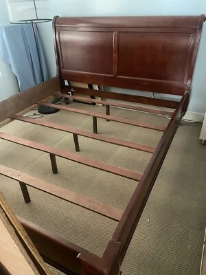Coaster of America California King Sleigh Bed Frame Wood Cherry Finish 72.5x88 - Image 1 of 4