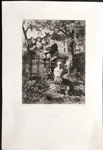 Eau-forte originale de Charles JACQUE Barbizon. - Picture 1 of 2