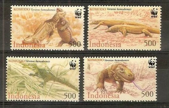 Indonesia #Mi2005-Mi2008 MNH 2000 Komodo Dragons WWF [1911-1914] Foto 1 de 1