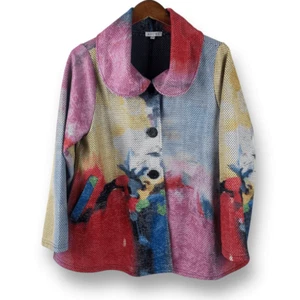 Adore Womens L Pixel Knit Blazer Jacket Colorful Art To Wear Overcoat Maximalism - Picture 1 of 9
