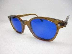Pentax Hoya Sunglasses 60s Style Horn Rim Custom Honey Cobalt Blue 52 Ex Large - Picture 1 of 6