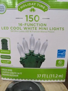 Holiday Time 16 Function LED Cool White Mini Lights 150 Count New - Picture 1 of 2