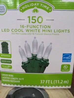 Holiday Time 16 Function LED Cool White Mini Lights 150 Count New - Image 1 of 2