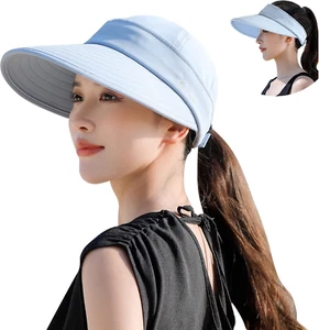 Peicees Zip-Off Wide Brim Visor Hat for Women Packable Sun Hat for Golf Hiking G - Picture 1 of 12
