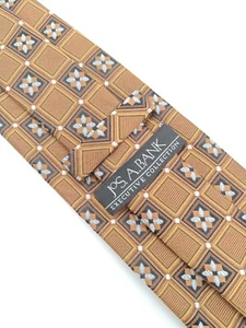 🇺🇲 Jos A Bank Executive Collection Silk Tie 59x3.5 Brown Geometric - Picture 1 of 4