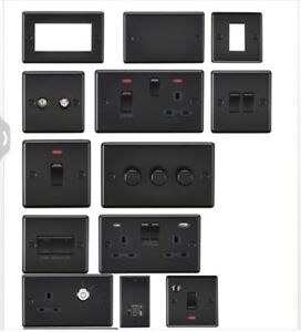 Knightsbridge CL9 range Matt Black Electrical Plug Sockets and Switches + USB