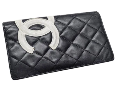 Cartera Larga Chanel CC Logo Cambon Line Negra Rosa W 18 cm Japón [Usada] Foto 1 de 4