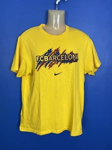 Barcelona FC Nike soccer football casual tee shirt yellow mens large - Bild 1 von 10