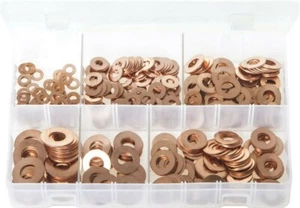 Copper Washers - Imperial - 400 Pieces - Assorted Box 3/16 - 1/2 - AB24N - Picture 1 of 2