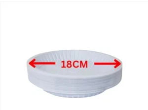 50 pcs Sturdy white plastic dinner party round lip disposable 18cm - Picture 1 of 4