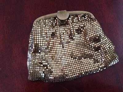 Vintage Whiting & Davis Gold Enameled Mesh Art Deco Ladies Bag Coin Purse  - Image 1 of 4