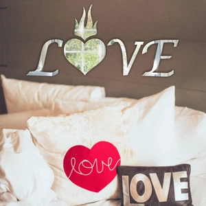 Makeup Vanity Acrylic Mirror Love with Heart Strong Wardrobe Door Wall Decor - Picture 1 of 5