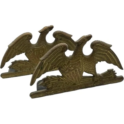 Vintage 1952 Patriotic Spread Eagle Metal Bookends Virginia Metalcrafters Pair - Image 1 of 4