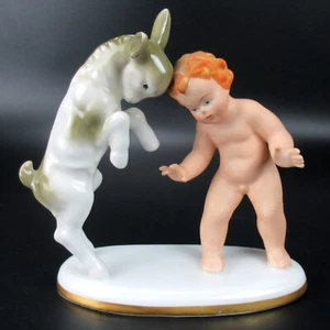 Gerold Porzellan Figur Putto & Ziege Vintage Porcelain Figurine Cherub & Goat - Bild 1 von 4