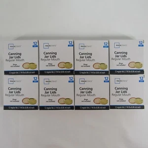 96 Lids Mainstays Regular Mouth Canning Jar Lids- 8 New Boxs of 12 Lids BPA Free - Picture 1 of 7