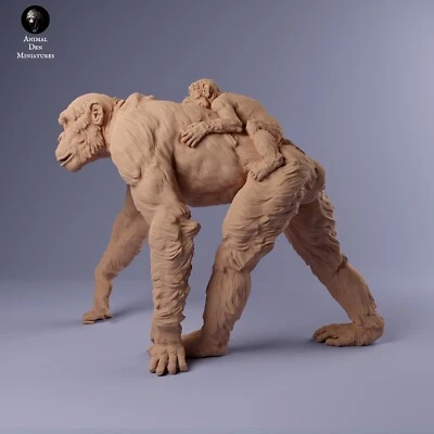 DEN MINIATURES  5 SCIMPANZE' + 1 CUCCIOLO 1/35  CHIMPANZEE  MONKEY ANIMAL  SET - Immagine 1 di 4