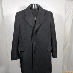 ANDRE VACHON Wool CASHMERE Coat Overcoat Mens Size L 42 Black - Picture 1 of 7