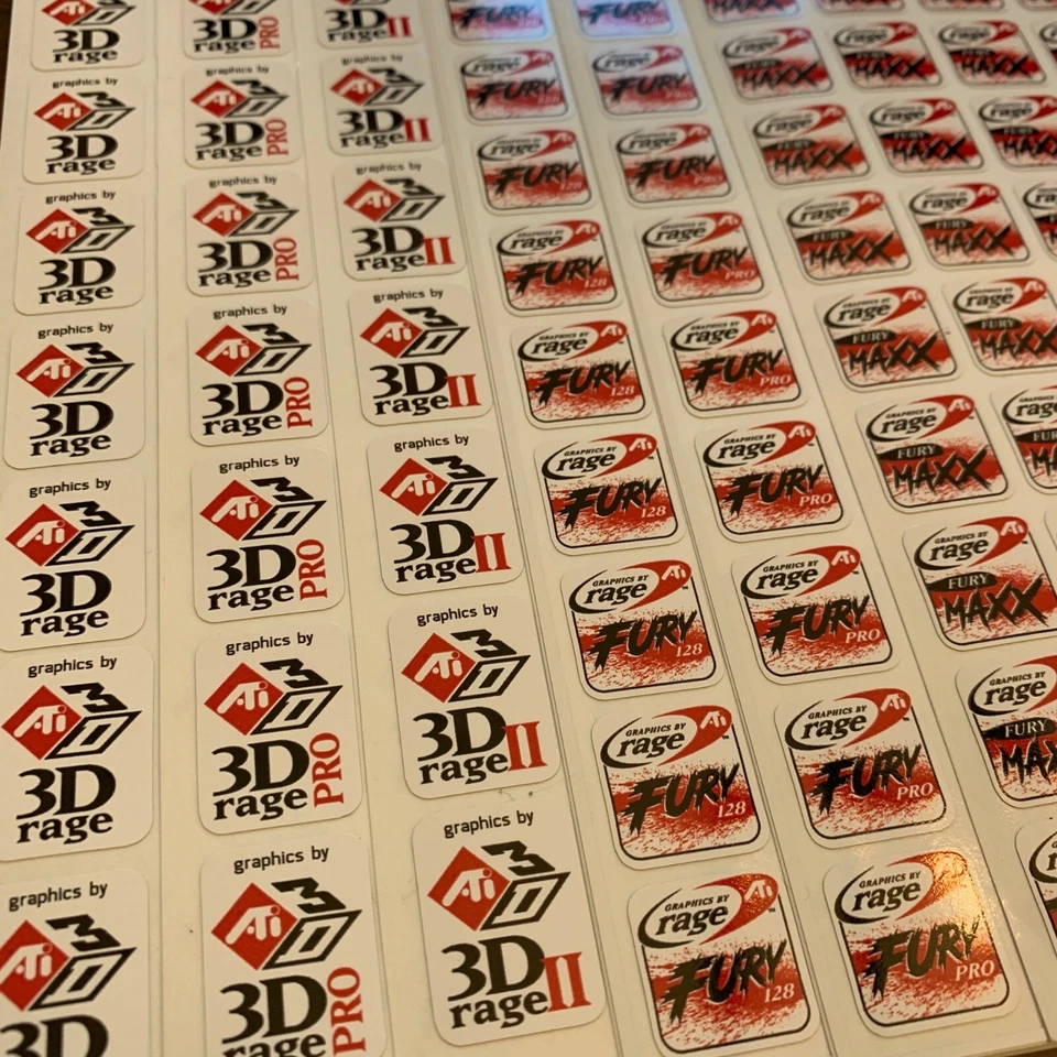 ATI 3D RAGE II Pro FURY 128 Pro MAXX Vintage Retro Computer Case Badge Sticker - Image 1 of 1