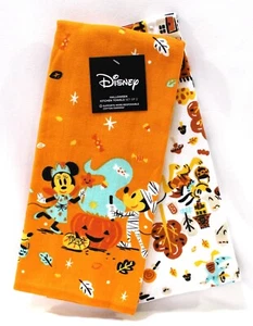 Disney Mickey & Minnie Halloween Kitchen Towel 2 Dish Cloth Pluto Pumpkin - Picture 1 of 4